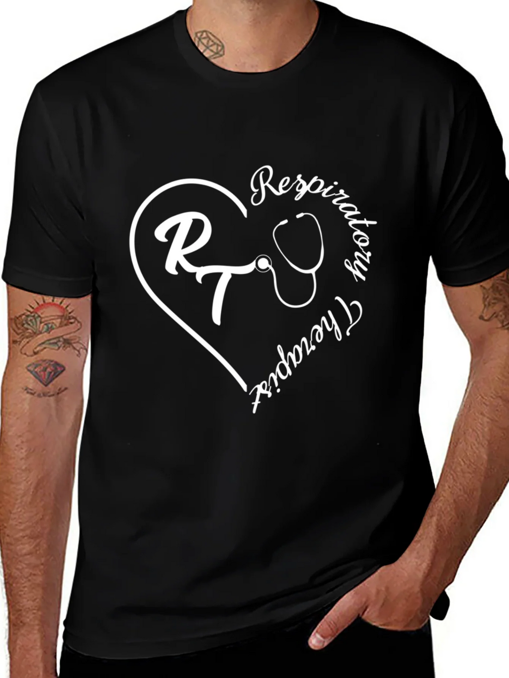 Respiratory Therapist Heart Graphic Tee - Black