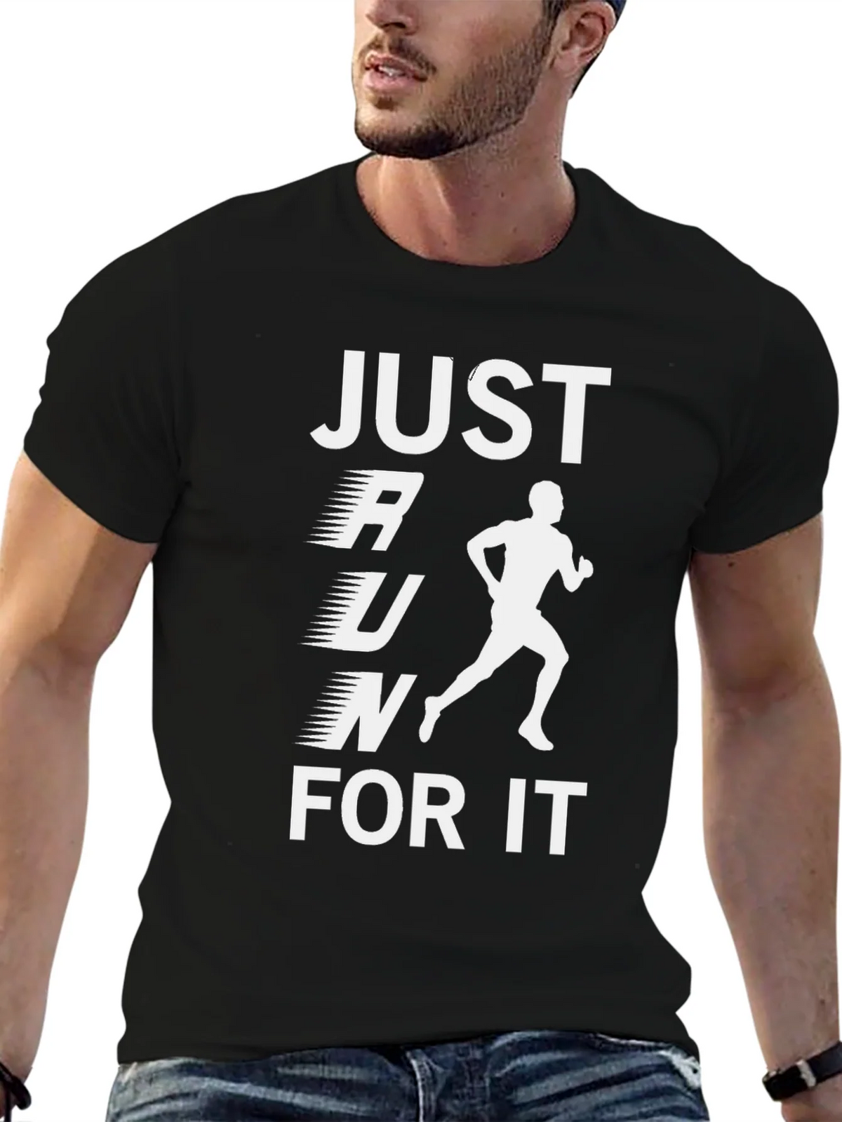 Just Run For It Black Graphic T-Shirt