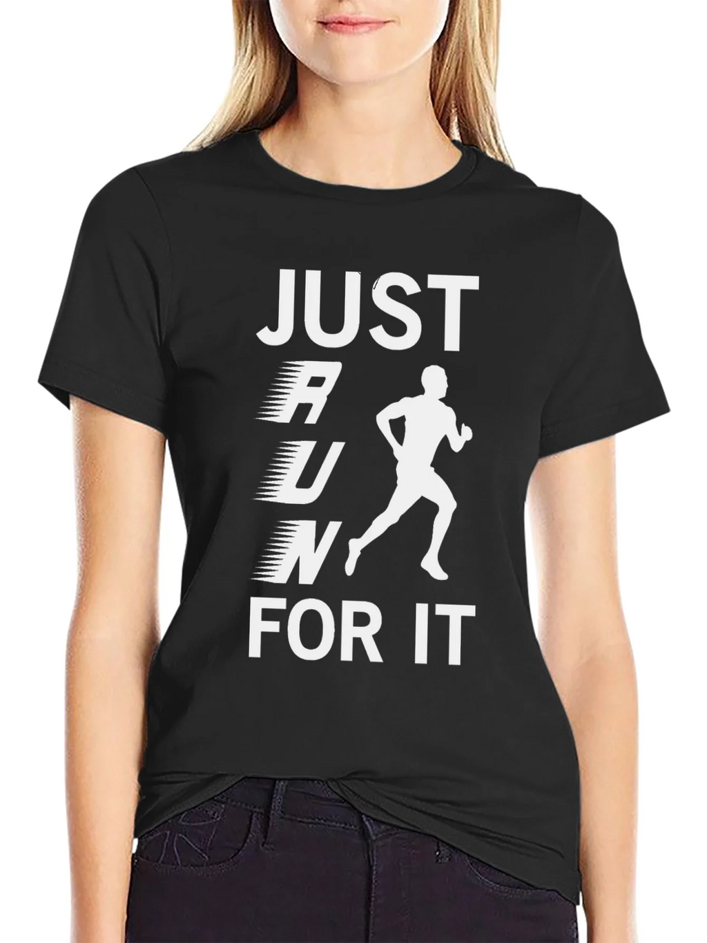 Just Run For It Black Graphic T-Shirt