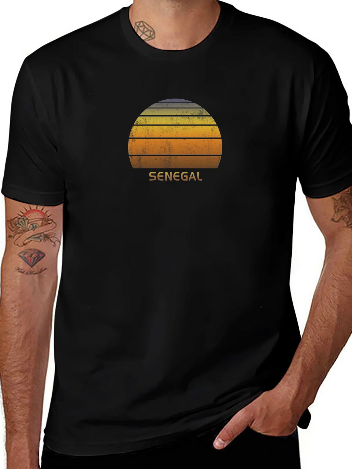 Senegal Retro Sunset T-Shirt - Vintage Style