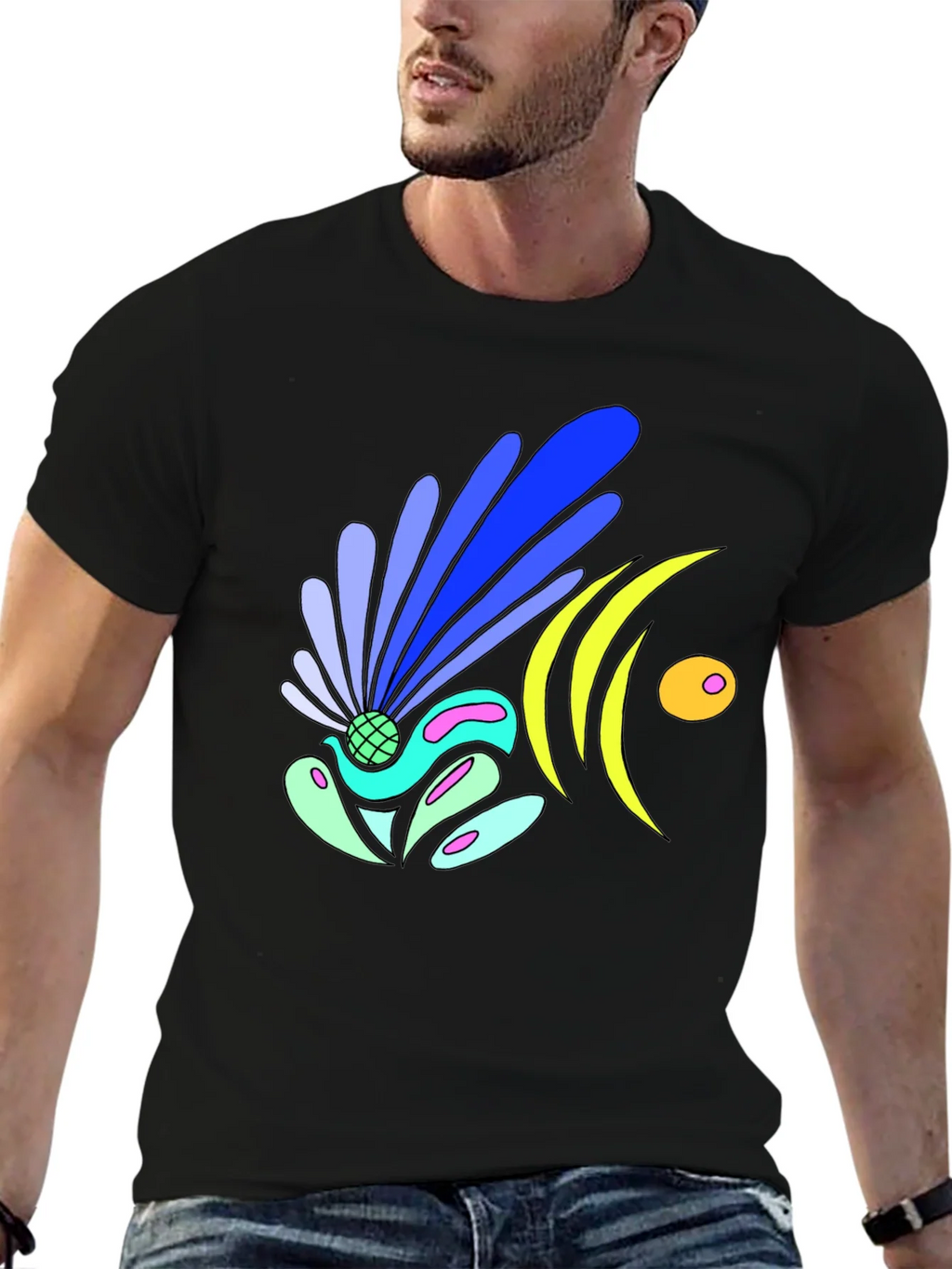 Abstract Design Black Tee
