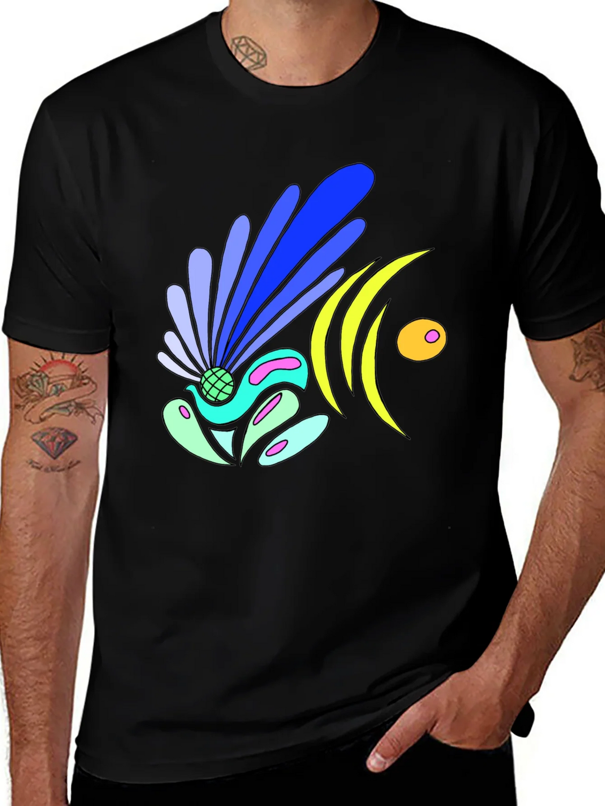 Abstract Design Black Tee