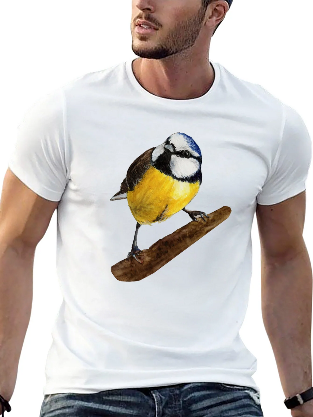 Bird Print Black T-Shirt