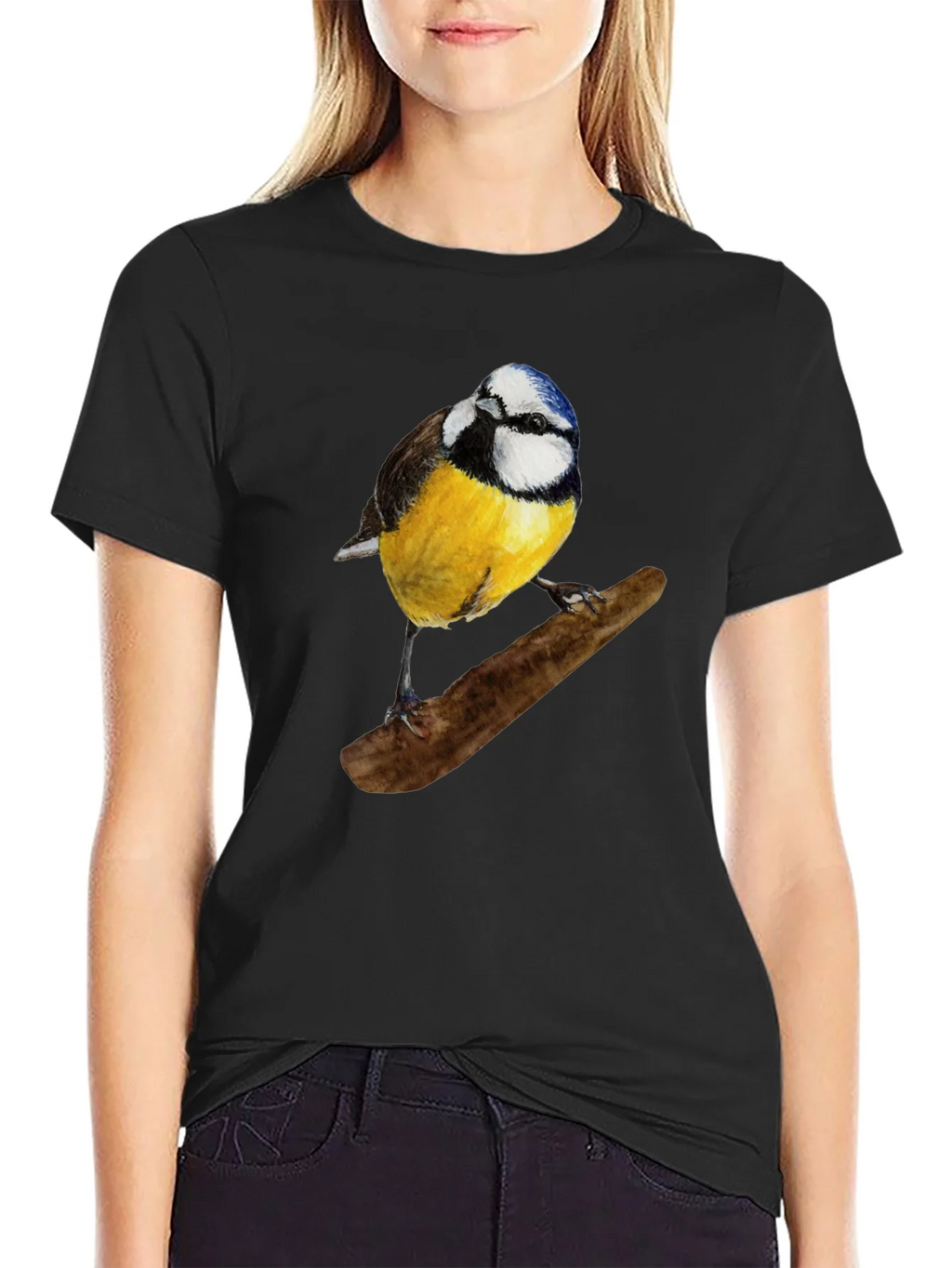 Bird Print Black T-Shirt