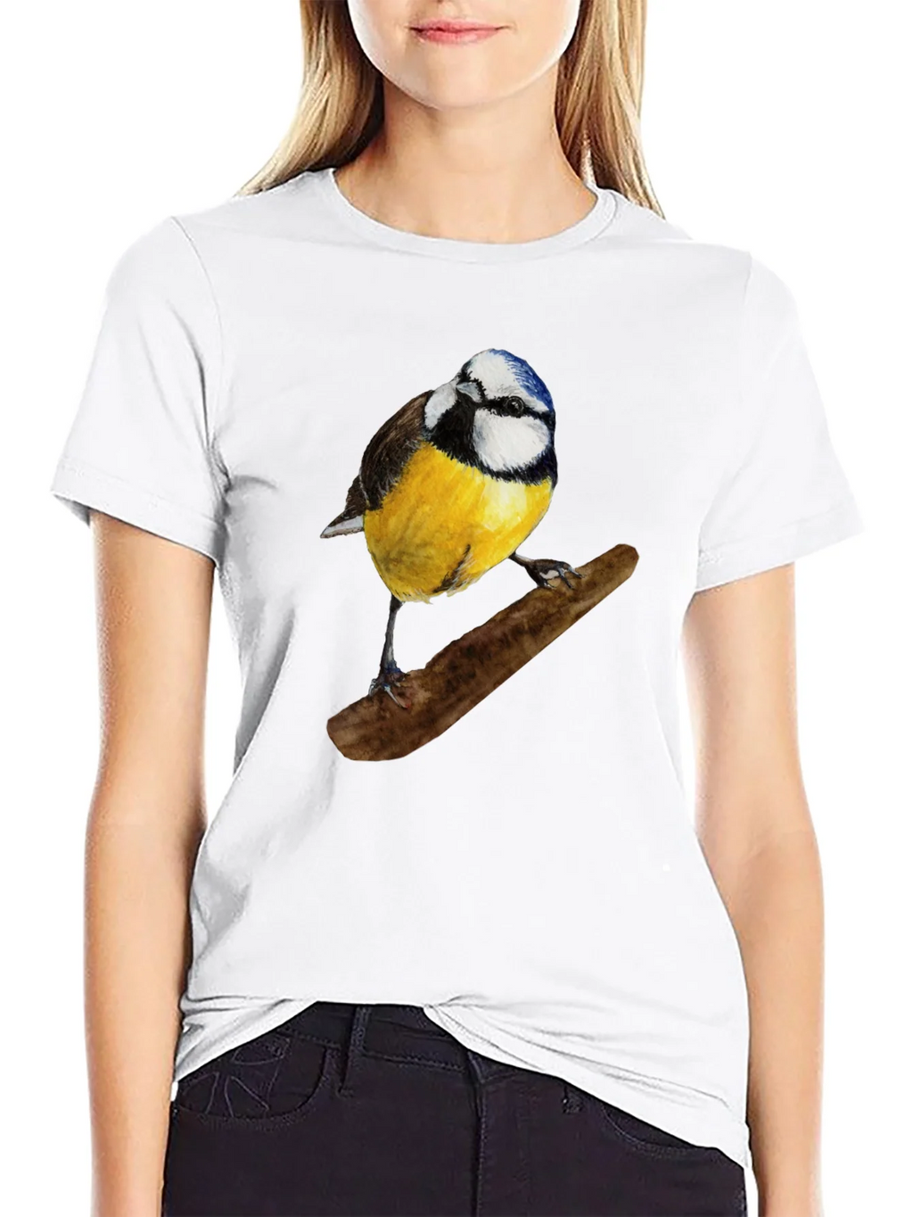 Bird Print Black T-Shirt
