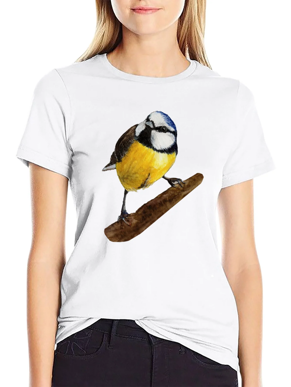 Bird Print Black T-Shirt