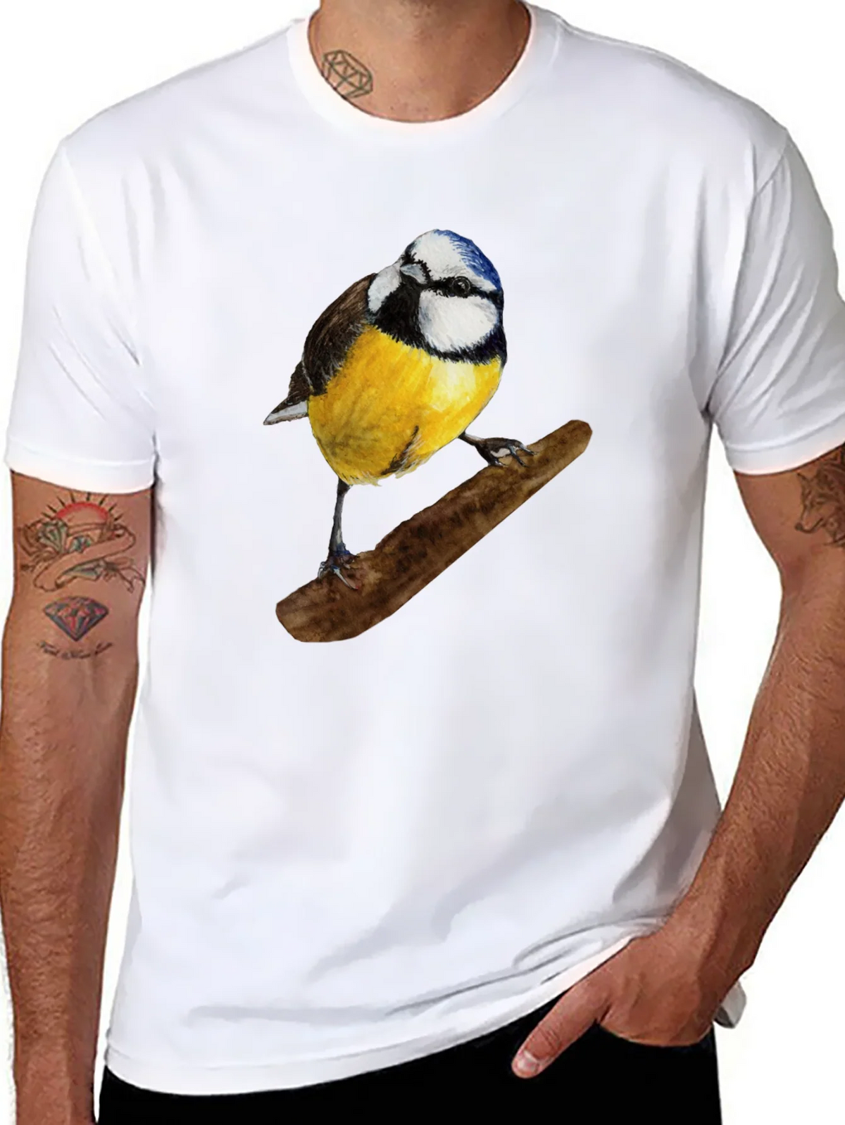 Bird Print Black T-Shirt