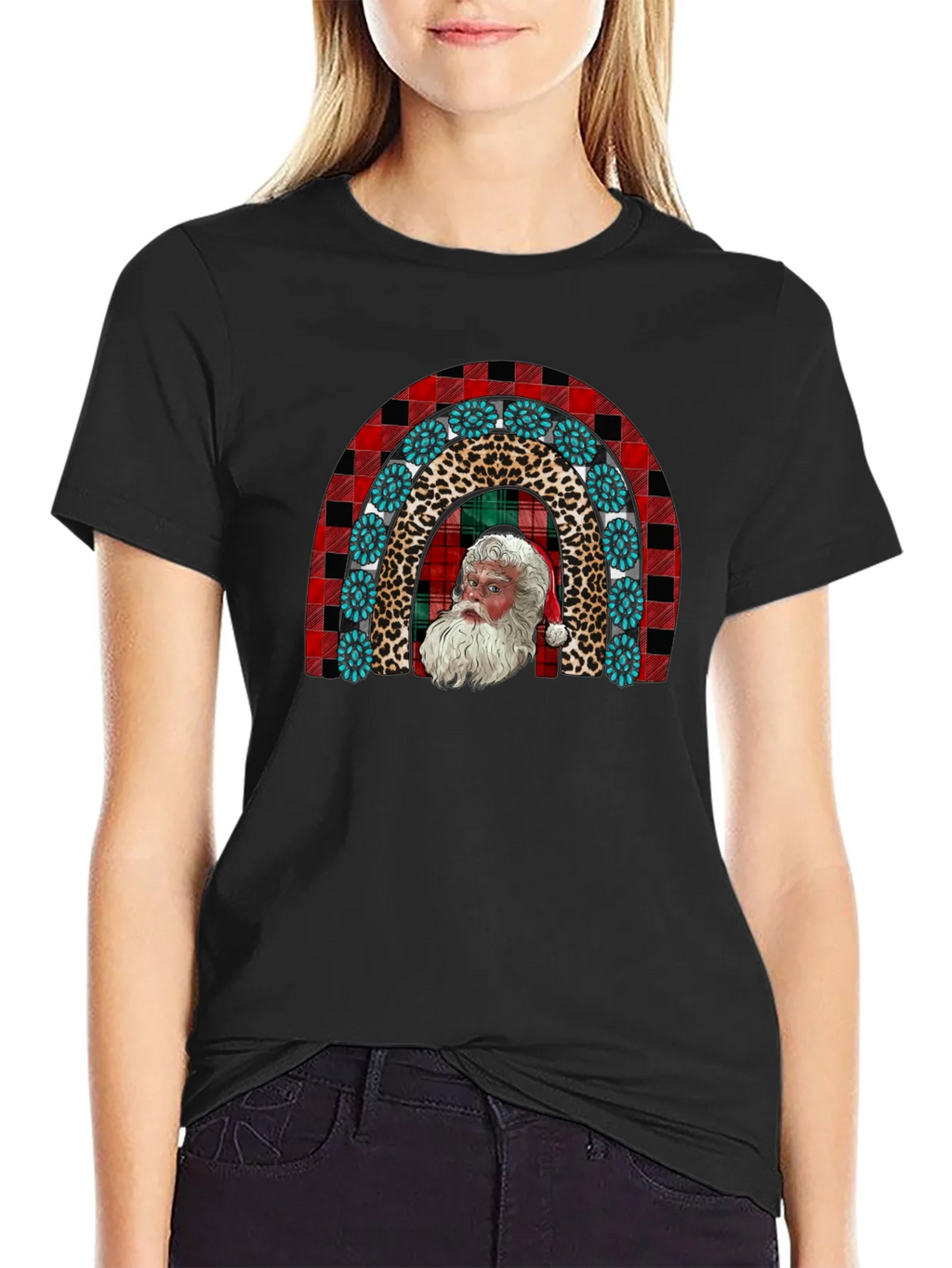 Santa Rainbow Graphic Tee - Holiday Cheer