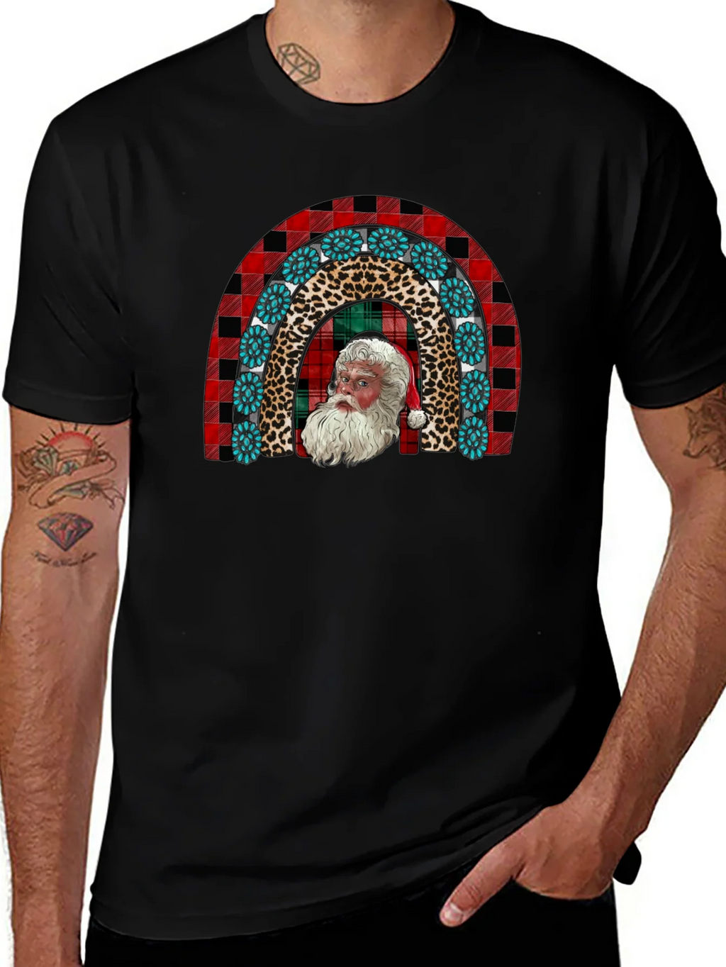 Santa Rainbow Graphic Tee - Holiday Cheer
