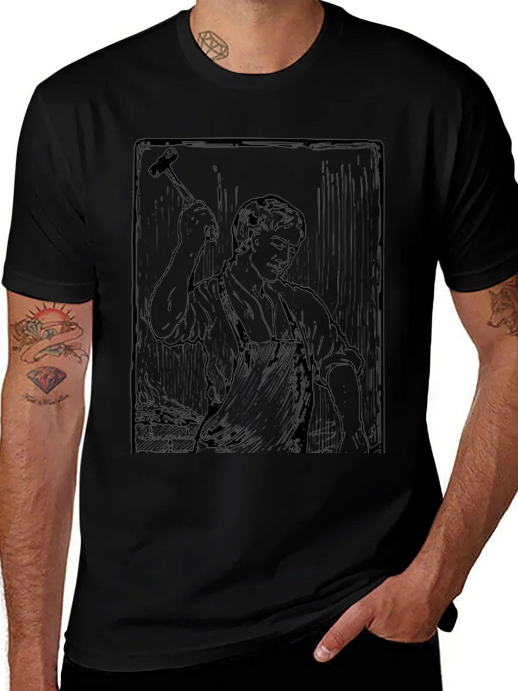 Blacksmith Graphic Print Crewneck T-Shirt