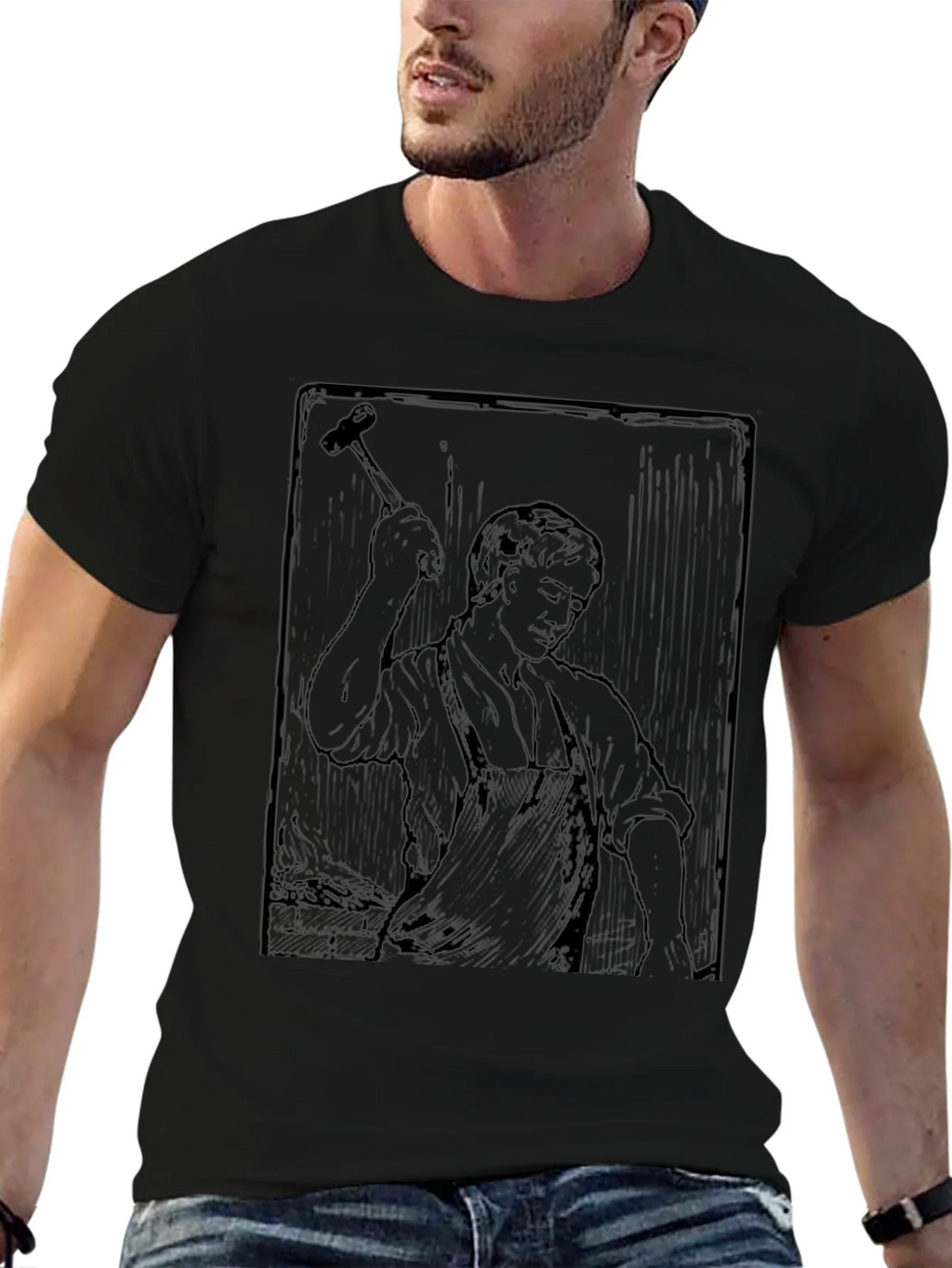 Blacksmith Graphic Print Crewneck T-Shirt