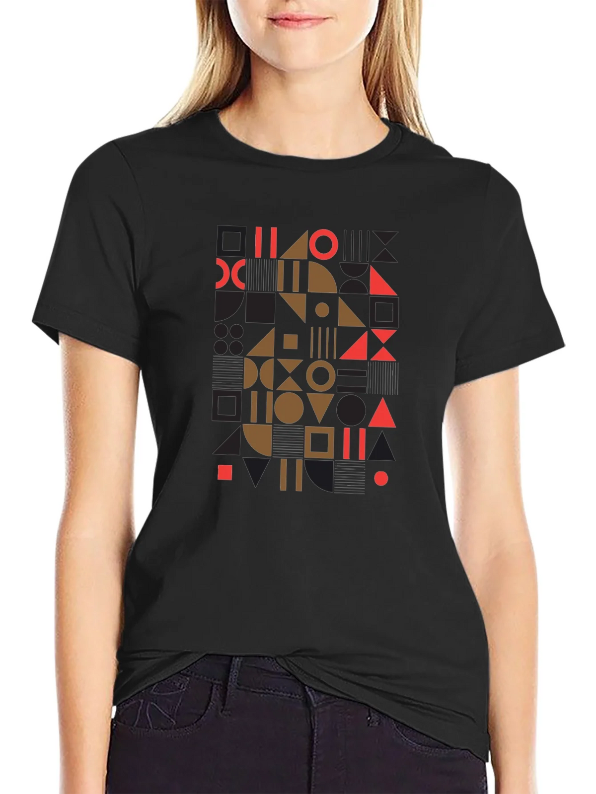 Geometric Pattern Black Tee