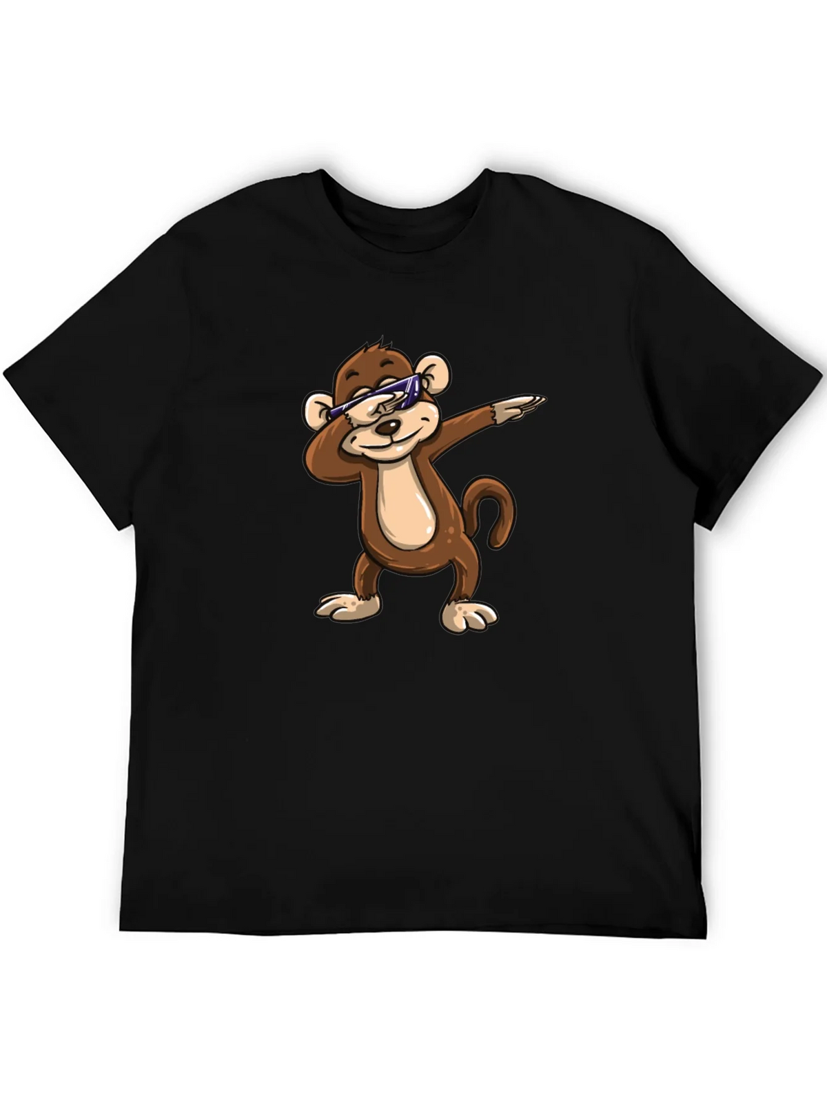 Cool Monkey Dabbing Graphic Tee - Black Cotton Shirt