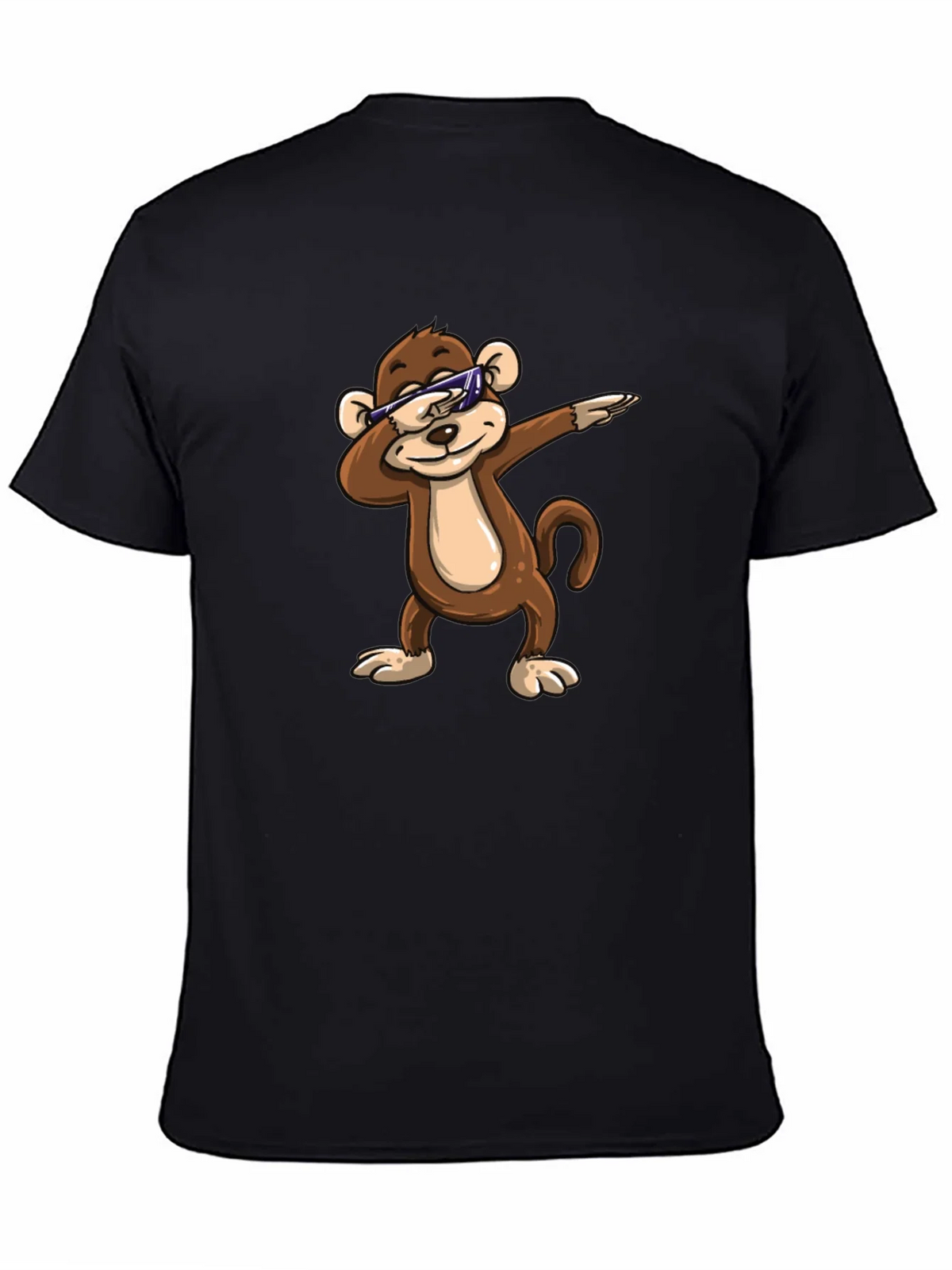 Cool Monkey Dabbing Graphic Tee - Black Cotton Shirt