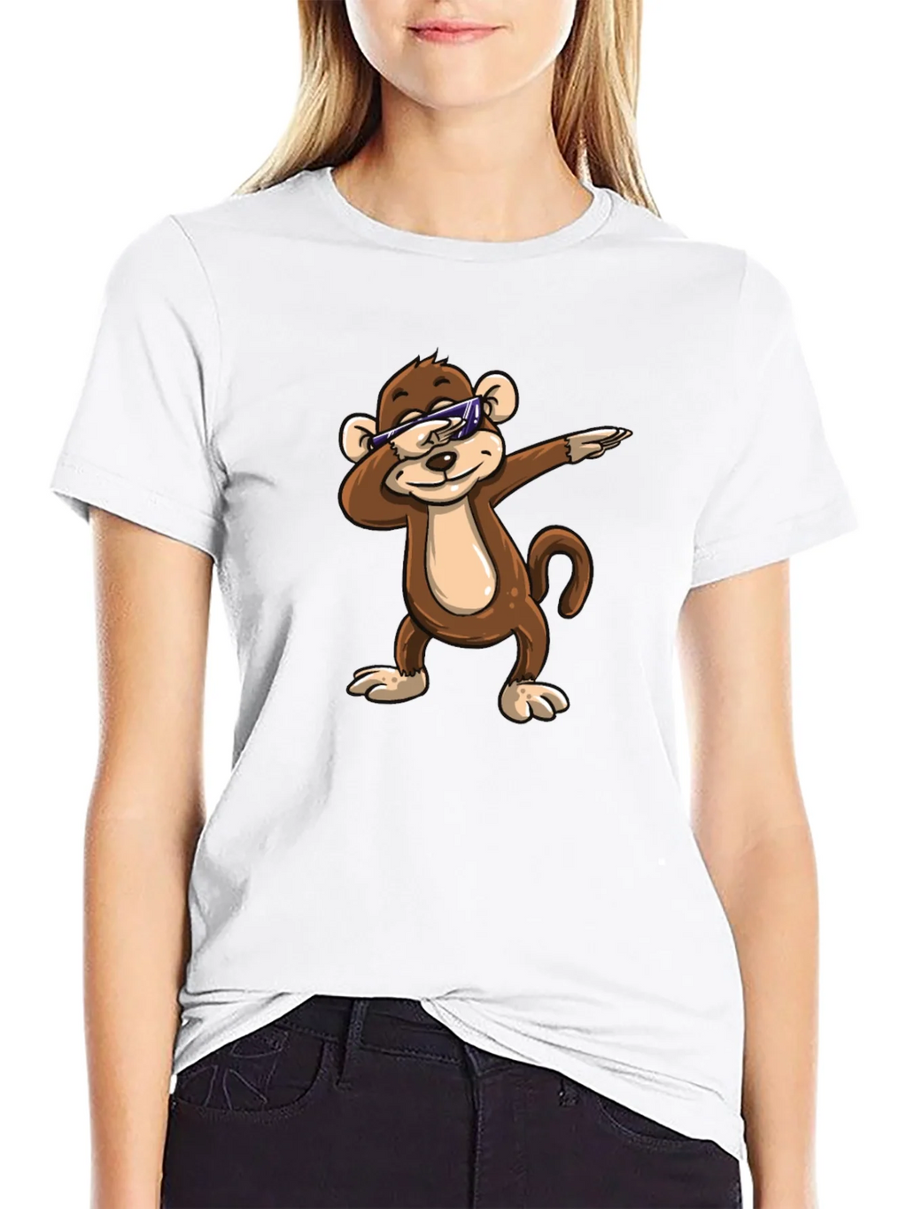 Cool Monkey Dabbing Graphic Tee - Black Cotton Shirt