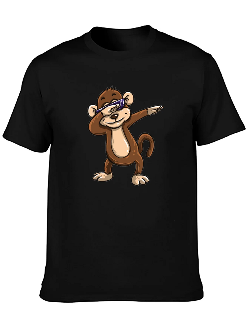 Cool Monkey Dabbing Graphic Tee - Black Cotton Shirt