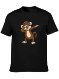Cool Monkey Dabbing Graphic Tee - Black Cotton Shirt