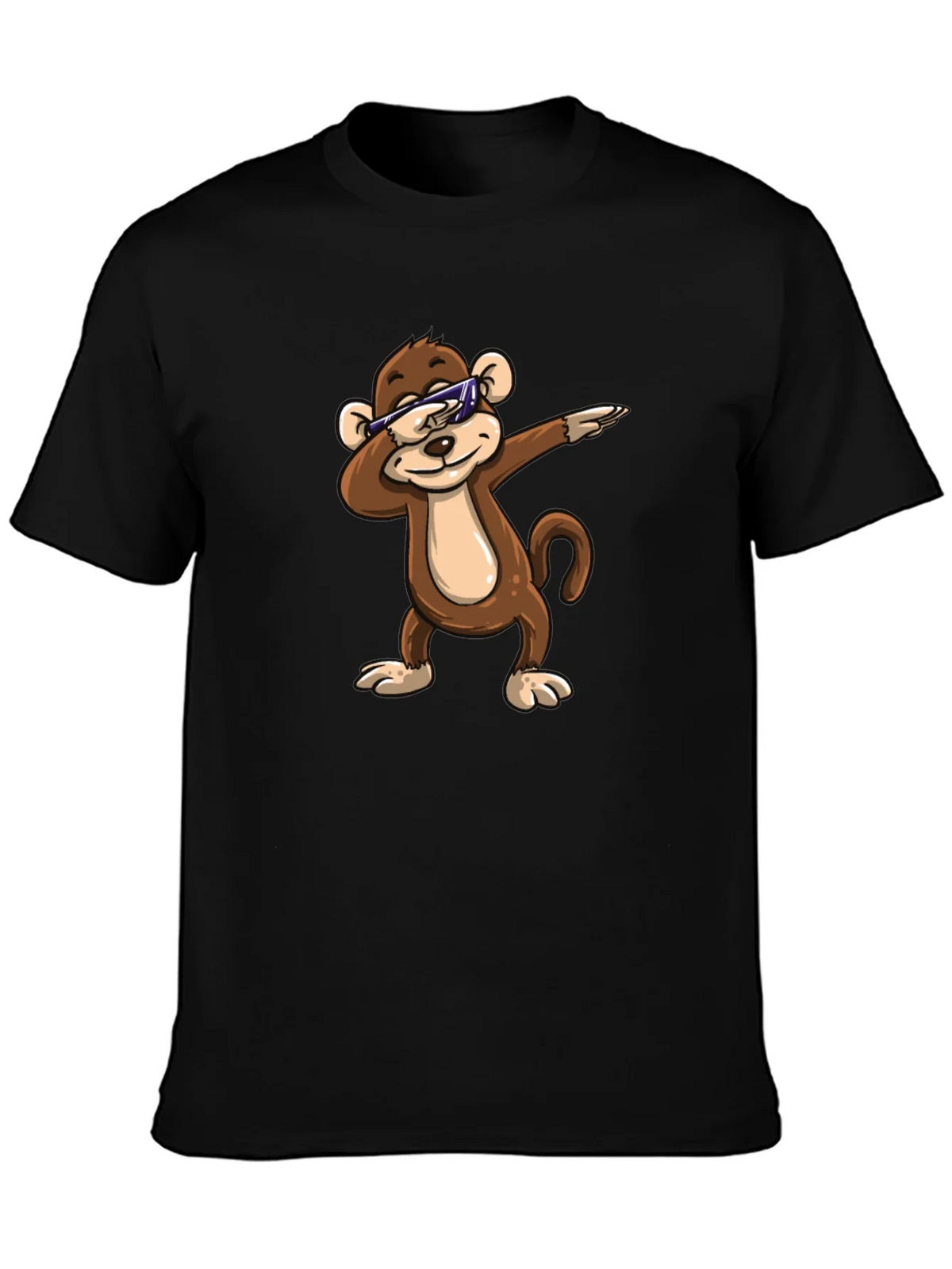 Cool Monkey Dabbing Graphic Tee - Black Cotton Shirt