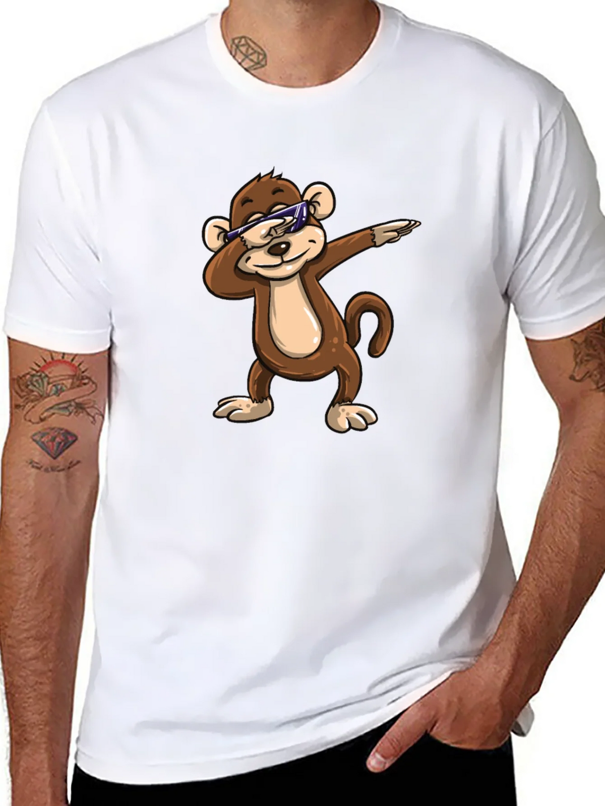 Cool Monkey Dabbing Graphic Tee - Black Cotton Shirt