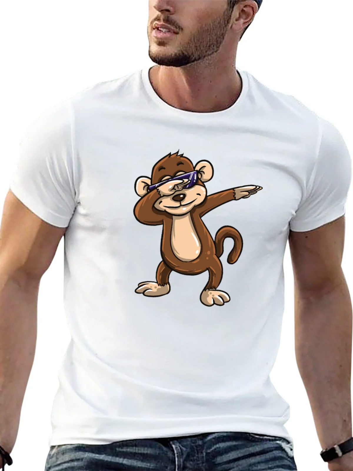 Cool Monkey Dabbing Graphic Tee - Black Cotton Shirt