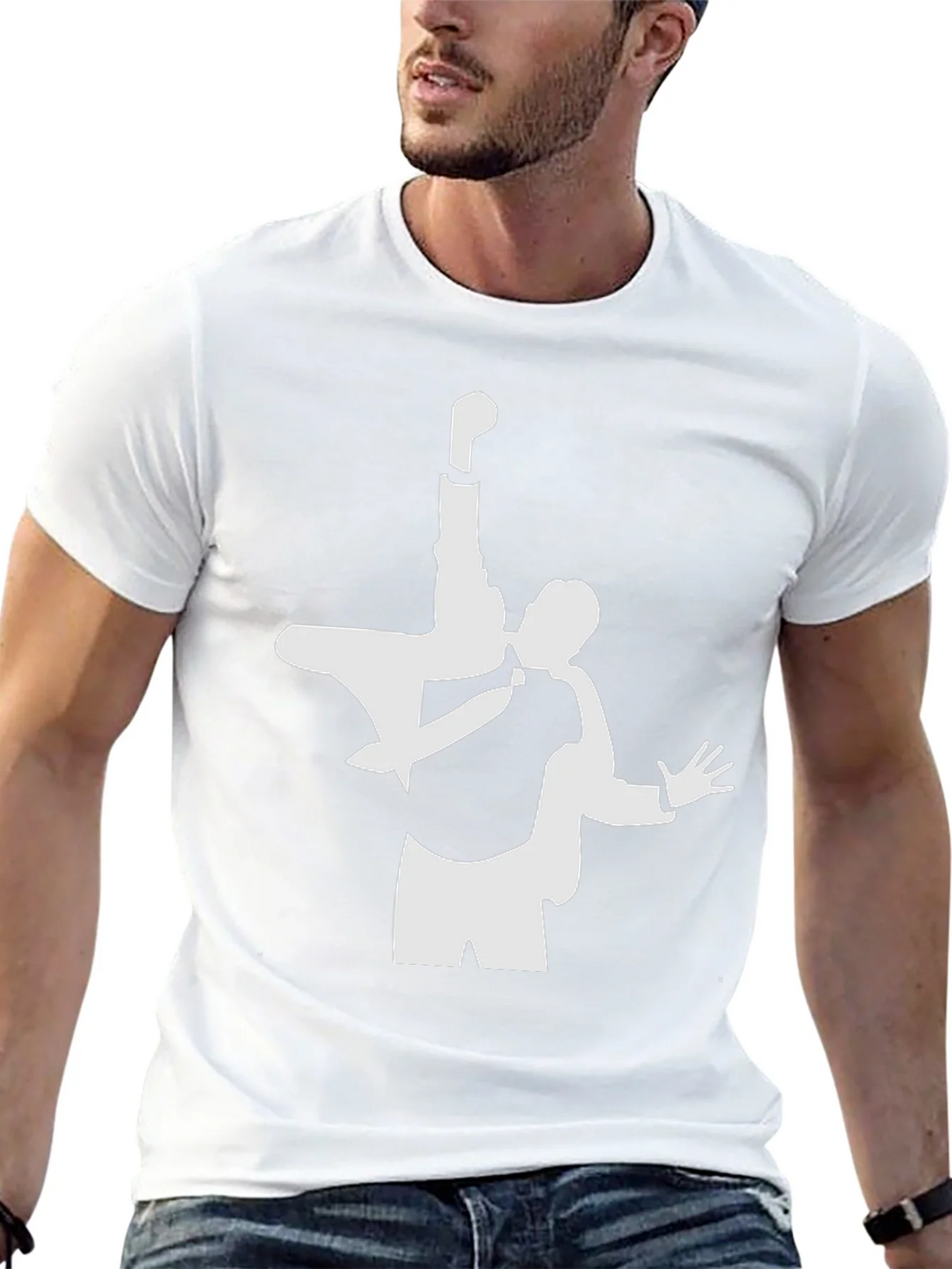 Black T-Shirt with Unique Silhouette Design