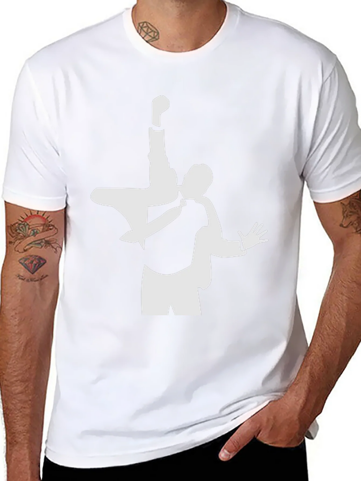 Black T-Shirt with Unique Silhouette Design
