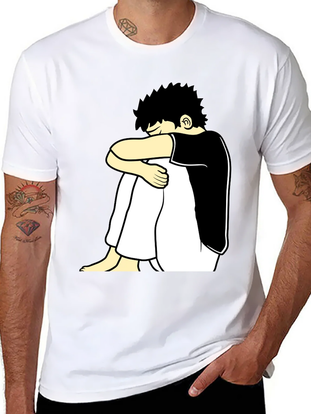 Black T-Shirt with Cartoon Graphic