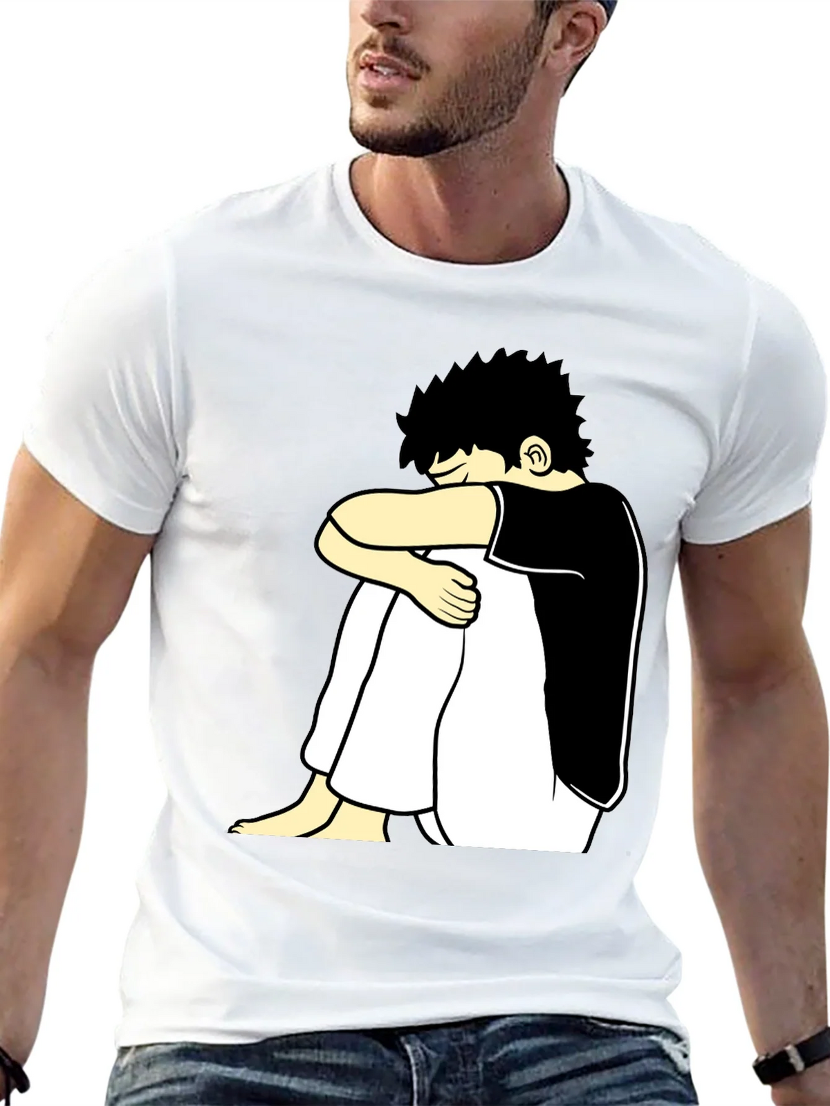 Black T-Shirt with Cartoon Graphic