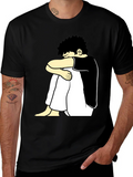Black T-Shirt with Cartoon Graphic