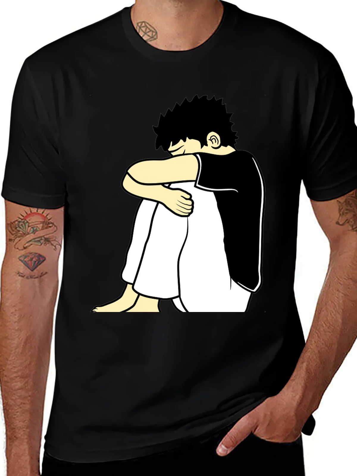 Black T-Shirt with Cartoon Graphic