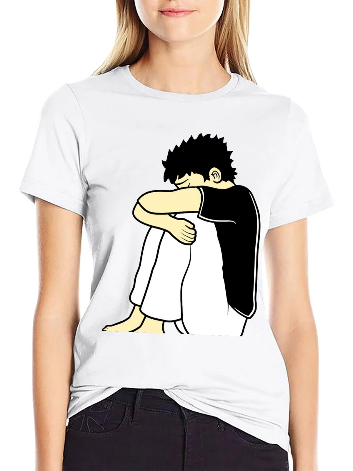 Black T-Shirt with Cartoon Graphic