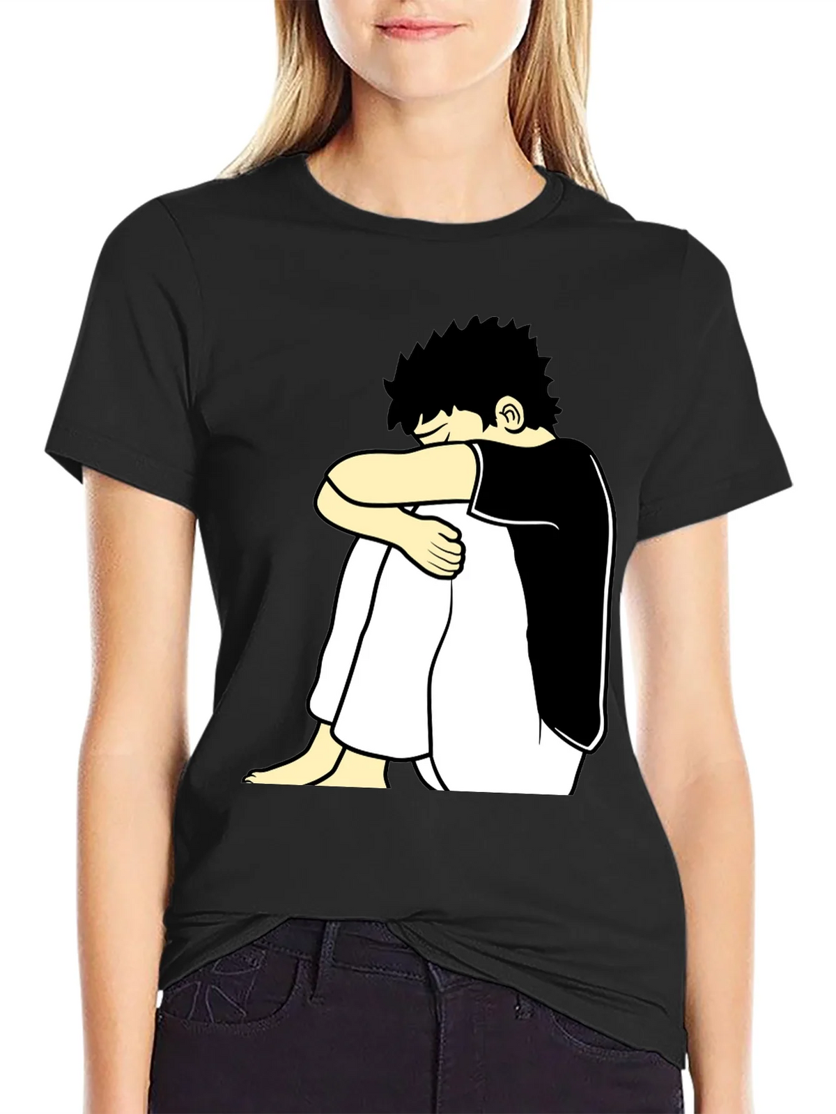 Black T-Shirt with Cartoon Graphic