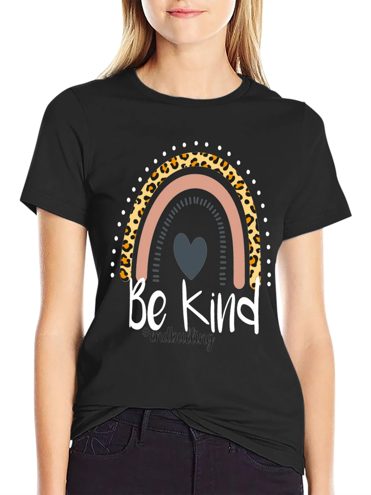 Be Kind Rainbow Leopard Print T-Shirt