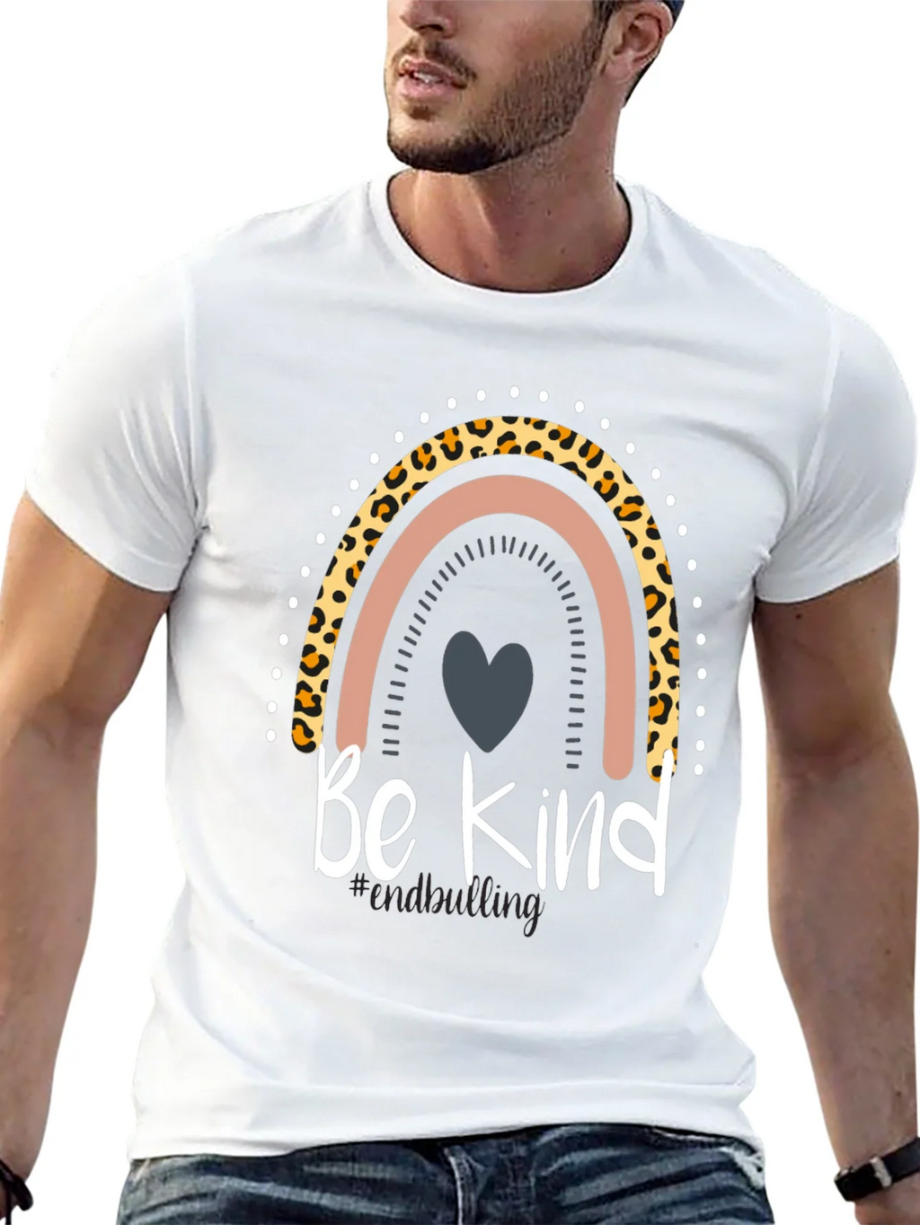 Be Kind Rainbow Leopard Print T-Shirt
