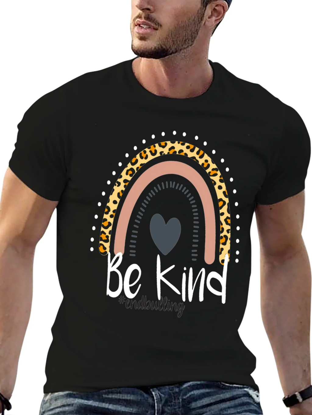 Be Kind Rainbow Leopard Print T-Shirt