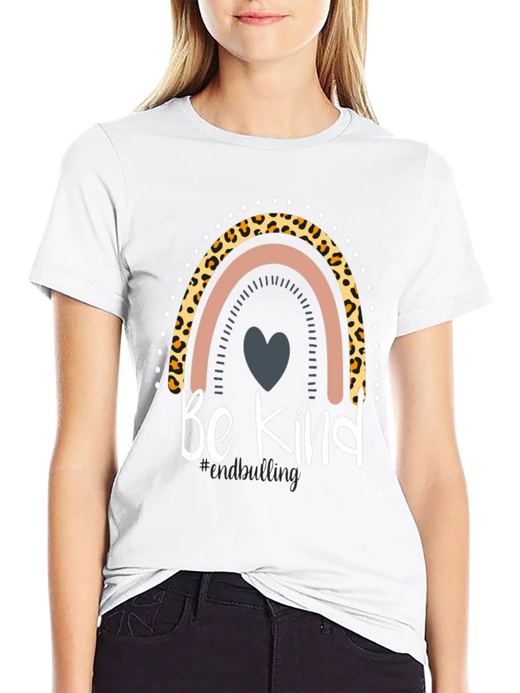 Be Kind Rainbow Leopard Print T-Shirt