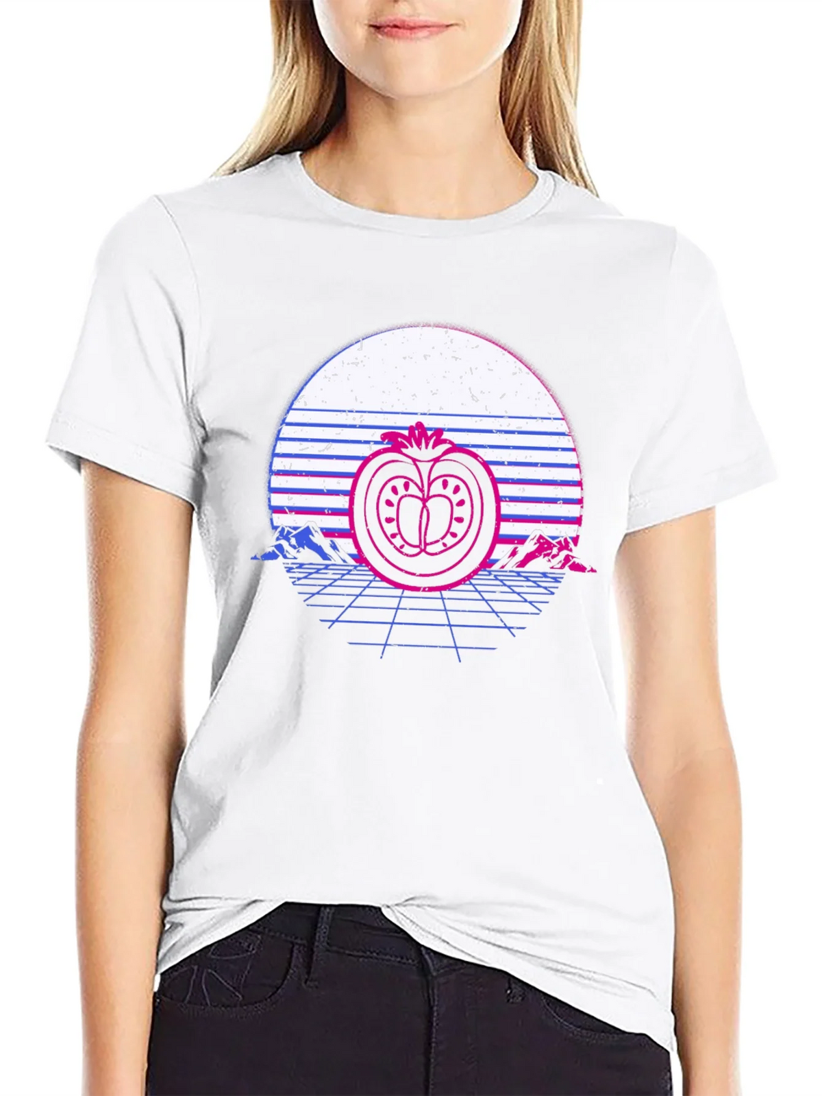Retro Tomato Sunset T-Shirt - Stylish Graphic Tee