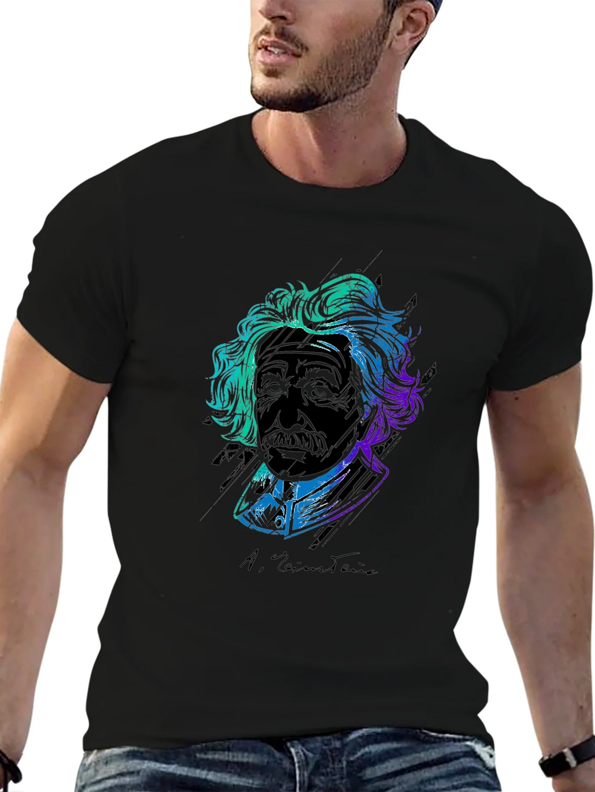 Einstein Graphic Print Tee - Black