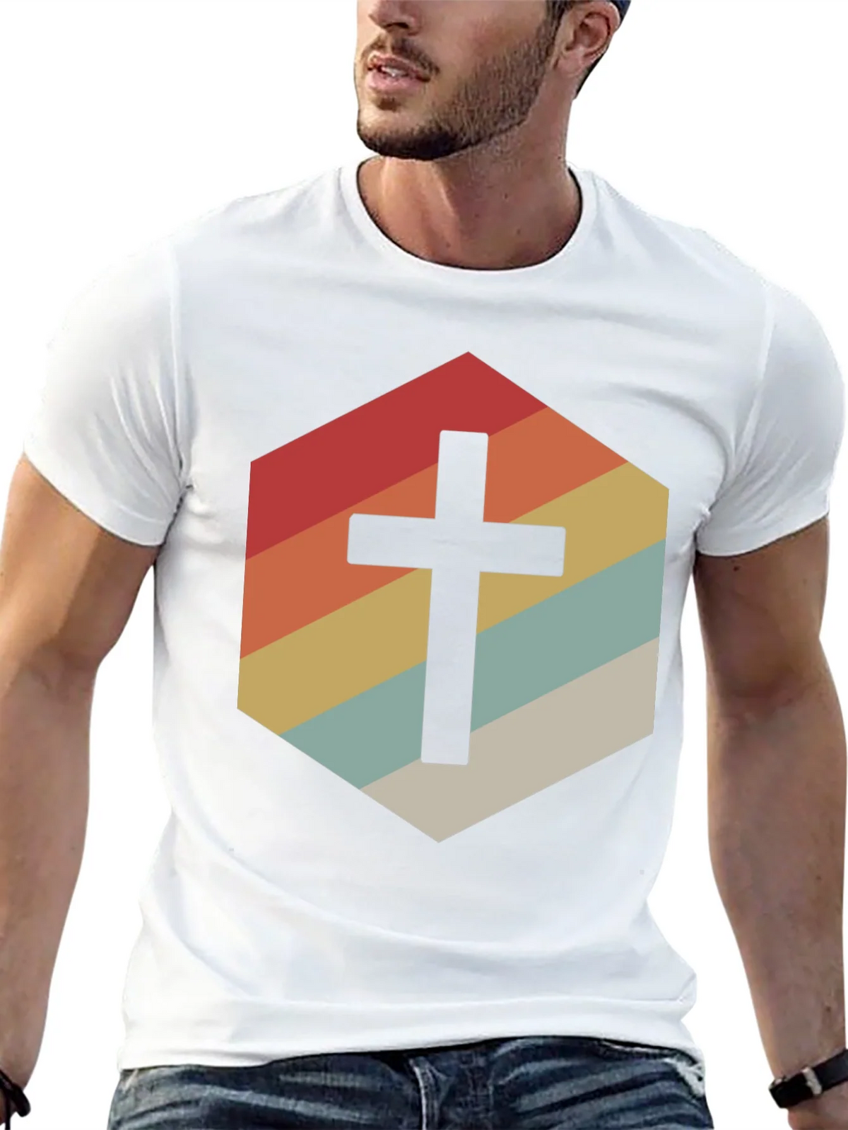 Retro Cross Graphic Tee - Stylish Religious Apparel