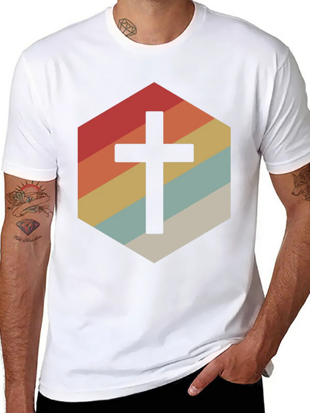 Retro Cross Graphic Tee - Stylish Religious Apparel