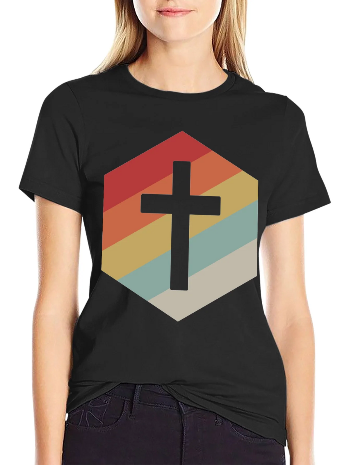 Retro Cross Graphic Tee - Stylish Religious Apparel