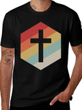 Retro Cross Graphic Tee - Stylish Religious Apparel