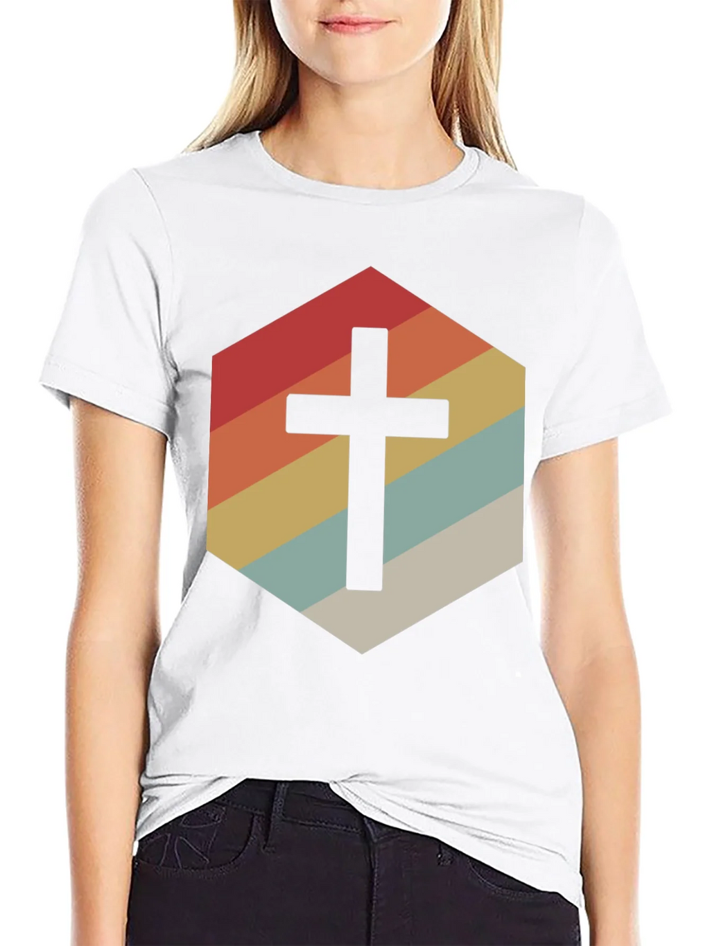 Retro Cross Graphic Tee - Stylish Religious Apparel