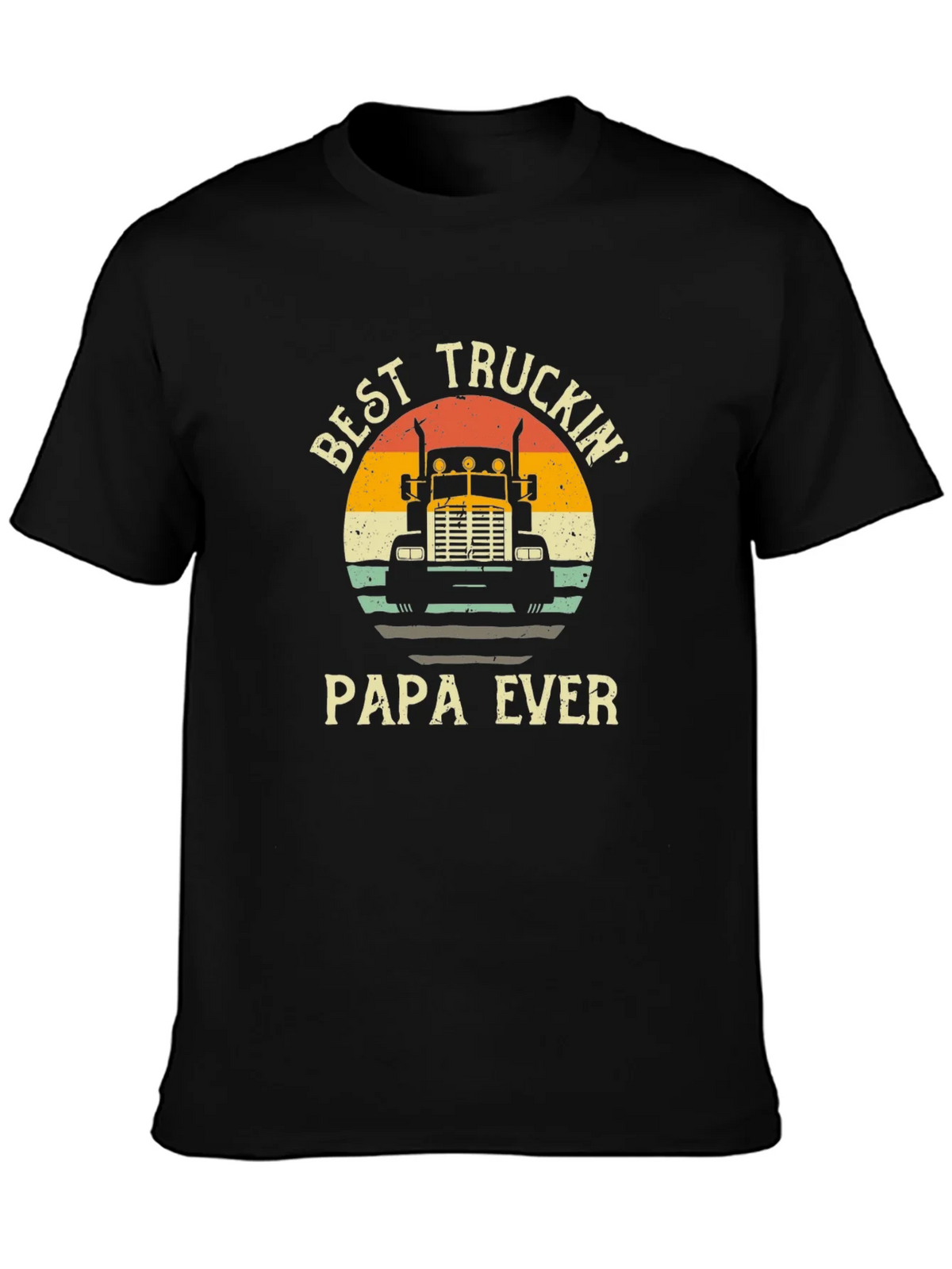 Best Truckin Papa Ever Black T-Shirt