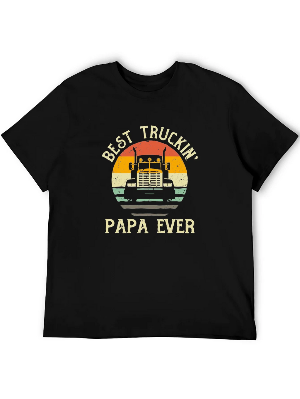 Best Truckin Papa Ever Black T-Shirt