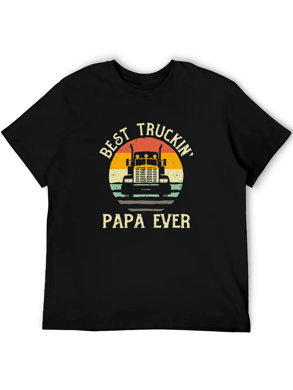 Best Truckin Papa Ever Black T-Shirt