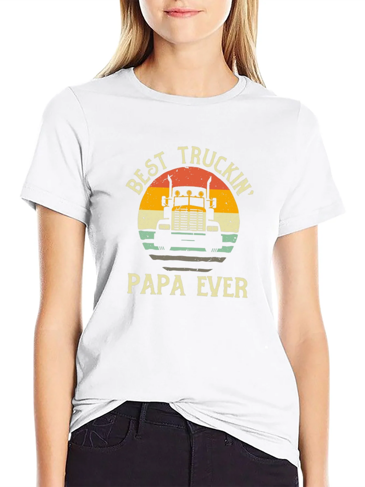 Best Truckin Papa Ever Black T-Shirt