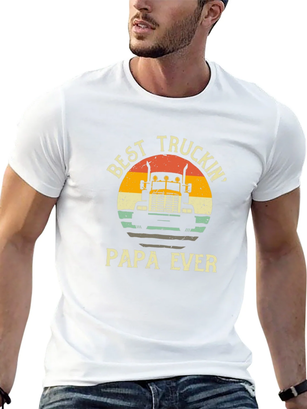 Best Truckin Papa Ever Black T-Shirt
