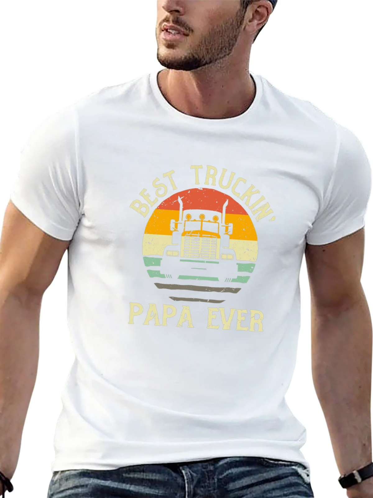 Best Truckin Papa Ever Black T-Shirt