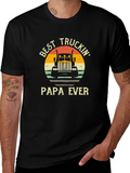 Best Truckin Papa Ever Black T-Shirt